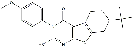 7-tert-Butyl-2-mercapto-3-(4-methoxy-phenyl)-5,6,7,8-tetrahydro-3H-benzo[4,5]thieno[2,3-d]pyrimidin-4-one 结构式