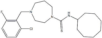 N1-cyclooctyl-4-(2-chloro-6-fluorobenzyl)-1,4-diazepane-1-carbothioamide 结构式