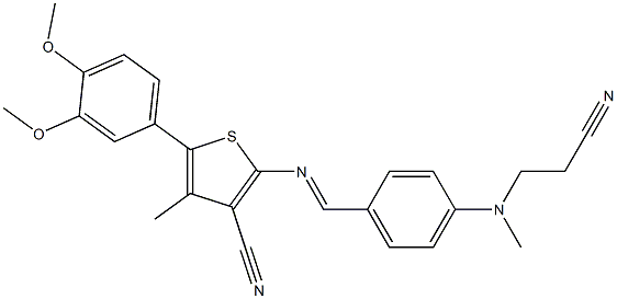 2-({4-[(2-cyanoethyl)(methyl)amino]benzylidene}amino)-5-(3,4-dimethoxyphenyl)-4-methylthiophene-3-carbonitrile 结构式