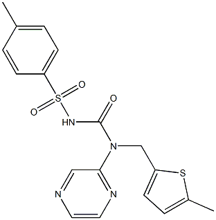 2-{({[(4-methylphenyl)sulfonyl]amino}carbonyl)[(5-methyl-2-thienyl)methyl]amino}pyrazine 结构式