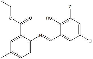 ethyl 2-[(3,5-dichloro-2-hydroxybenzylidene)amino]-5-methylbenzoate 结构式