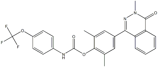 2,6-dimethyl-4-(3-methyl-4-oxo-3,4-dihydrophthalazin-1-yl)phenyl N-[4-(trifluoromethoxy)phenyl]carbamate 结构式