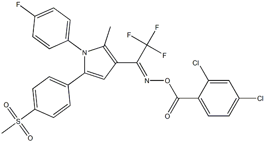 N-[(2,4-dichlorobenzoyl)oxy]-N-((Z)-2,2,2-trifluoro-1-{1-(4-fluorophenyl)-2-methyl-5-[4-(methylsulfonyl)phenyl]-1H-pyrrol-3-yl}ethylidene)amine 结构式