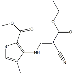 methyl 3-[(2-cyano-3-ethoxy-3-oxoprop-1-enyl)amino]-4-methylthiophene-2-carboxylate 结构式