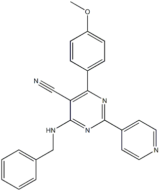 4-(benzylamino)-6-(4-methoxyphenyl)-2-(4-pyridinyl)-5-pyrimidinecarbonitrile 结构式