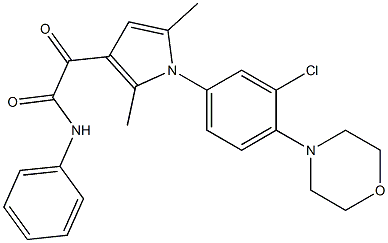 2-[1-(3-chloro-4-morpholinophenyl)-2,5-dimethyl-1H-pyrrol-3-yl]-2-oxo-N-phenylacetamide 结构式