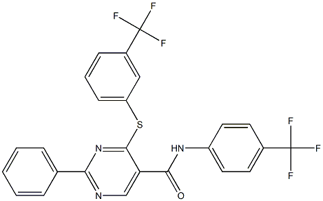 2-phenyl-N-[4-(trifluoromethyl)phenyl]-4-{[3-(trifluoromethyl)phenyl]sulfanyl}-5-pyrimidinecarboxamide 结构式