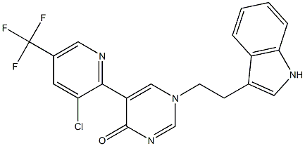 5-[3-chloro-5-(trifluoromethyl)-2-pyridinyl]-1-[2-(1H-indol-3-yl)ethyl]-4(1H)-pyrimidinone 结构式