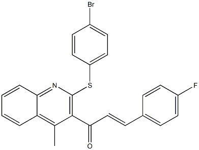 (E)-1-{2-[(4-bromophenyl)sulfanyl]-4-methyl-3-quinolinyl}-3-(4-fluorophenyl)-2-propen-1-one 结构式