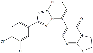 6-[2-(3,4-dichlorophenyl)pyrazolo[1,5-a]pyrimidin-7-yl]-2,3-dihydro-5H-[1,3]thiazolo[3,2-a]pyrimidin-5-one 结构式