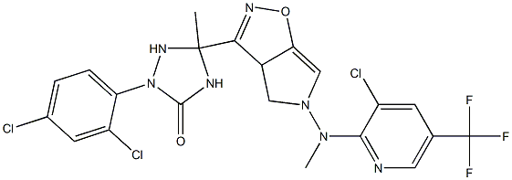 5-[[3-chloro-5-(trifluoromethyl)-2-pyridinyl](methyl)amino]-3-[1-(2,4-dichlorophenyl)-3-methyl-5-oxo-1,2,4-triazolan-3-yl]-3aH-pyrrolo[3,4-d]isoxazole 结构式