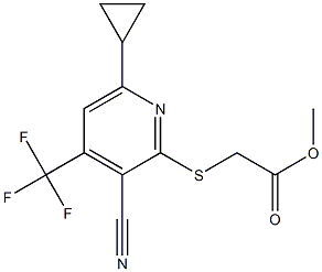 methyl 2-{[3-cyano-6-cyclopropyl-4-(trifluoromethyl)-2-pyridinyl]sulfanyl}acetate 结构式