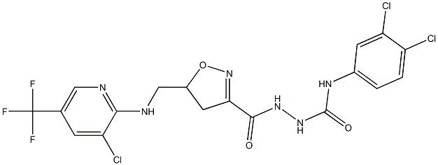 2-{[5-({[3-chloro-5-(trifluoromethyl)-2-pyridinyl]amino}methyl)-4,5-dihydro-3-isoxazolyl]carbonyl}-N-(3,4-dichlorophenyl)-1-hydrazinecarboxamide 结构式