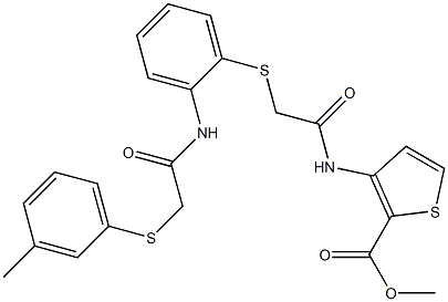 methyl 3-[(2-{[2-({2-[(3-methylphenyl)sulfanyl]acetyl}amino)phenyl]sulfanyl}acetyl)amino]-2-thiophenecarboxylate 结构式