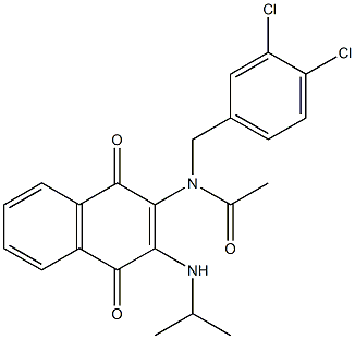 N-(3,4-dichlorobenzyl)-N-[3-(isopropylamino)-1,4-dioxo-1,4-dihydro-2-naphthalenyl]acetamide 结构式