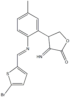 4-(2-{[(5-bromo-2-thienyl)methylidene]amino}-5-methylphenyl)-3-iminotetrahy drofuran-2-one 结构式