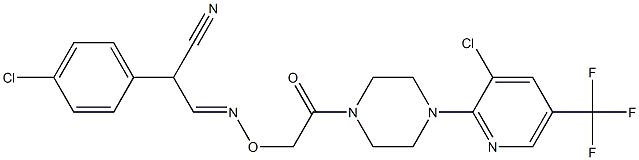 2-(4-chlorophenyl)-3-[(2-{4-[3-chloro-5-(trifluoromethyl)-2-pyridinyl]piperazino}-2-oxoethoxy)imino]propanenitrile 结构式