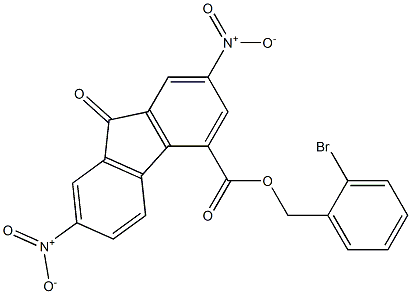 2-bromobenzyl 2,7-dinitro-9-oxo-9H-4-fluorenecarboxylate 结构式