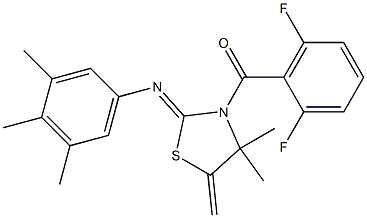 (2,6-difluorophenyl){4,4-dimethyl-5-methylidene-2-[(3,4,5-trimethylphenyl)imino]-1,3-thiazolan-3-yl}methanone 结构式