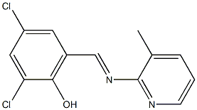 2,4-dichloro-6-{[(3-methyl-2-pyridyl)imino]methyl}phenol 结构式