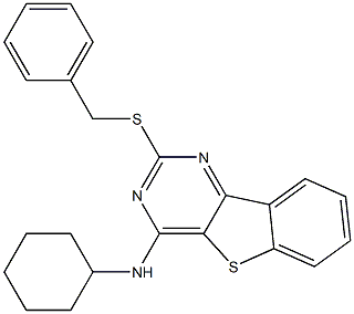 2-(benzylsulfanyl)-N-cyclohexyl[1]benzothieno[3,2-d]pyrimidin-4-amine 结构式