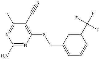 2-amino-4-methyl-6-{[3-(trifluoromethyl)benzyl]sulfanyl}-5-pyrimidinecarbonitrile 结构式