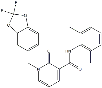 1-[(2,2-difluoro-1,3-benzodioxol-5-yl)methyl]-N-(2,6-dimethylphenyl)-2-oxo-1,2-dihydro-3-pyridinecarboxamide 结构式