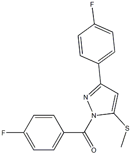 (4-fluorophenyl)[3-(4-fluorophenyl)-5-(methylthio)-1H-pyrazol-1-yl]methanone 结构式