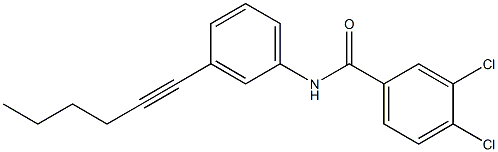 3,4-dichloro-N-[3-(1-hexynyl)phenyl]benzenecarboxamide 结构式