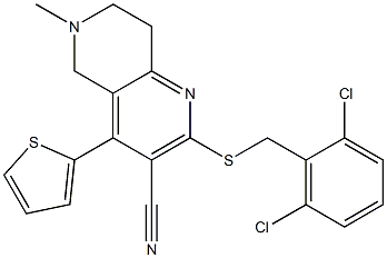 2-[(2,6-dichlorobenzyl)sulfanyl]-6-methyl-4-(2-thienyl)-5,6,7,8-tetrahydro[1,6]naphthyridine-3-carbonitrile 结构式
