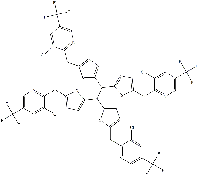 3-chloro-5-(trifluoromethyl)-2-({5-[1,2,2-tris(5-{[3-chloro-5-(trifluoromethyl)-2-pyridinyl]methyl}-2-thienyl)ethyl]-2-thienyl}methyl)pyridine 结构式