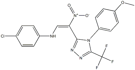 4-chloro-N-{2-[4-(4-methoxyphenyl)-5-(trifluoromethyl)-4H-1,2,4-triazol-3-yl]-2-nitrovinyl}aniline 结构式
