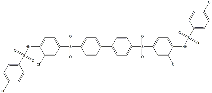 4-chloro-N-[2-chloro-4-({4'-[(3-chloro-4-{[(4-chlorophenyl)sulfonyl]amino}phenyl)sulfonyl][1,1'-biphenyl]-4-yl}sulfonyl)phenyl]benzenesulfonamide 结构式