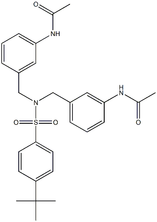 N-{3-[([3-(acetylamino)benzyl]{[4-(tert-butyl)phenyl]sulfonyl}amino)methyl]phenyl}acetamide 结构式