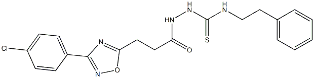 N1-phenethyl-2-{3-[3-(4-chlorophenyl)-1,2,4-oxadiazol-5-yl]propanoyl}hydrazine-1-carbothioamide 结构式