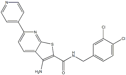 3-amino-N-(3,4-dichlorobenzyl)-6-(4-pyridinyl)thieno[2,3-b]pyridine-2-carboxamide 结构式