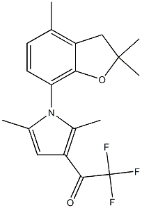 1-[2,5-dimethyl-1-(2,2,4-trimethyl-2,3-dihydro-1-benzofuran-7-yl)-1H-pyrrol-3-yl]-2,2,2-trifluoro-1-ethanone 结构式