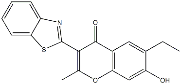 3-(1,3-benzothiazol-2-yl)-6-ethyl-7-hydroxy-2-methyl-4H-chromen-4-one 结构式
