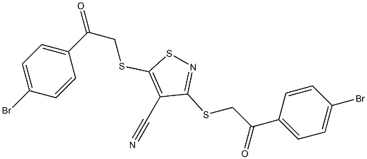 3,5-di{[2-(4-bromophenyl)-2-oxoethyl]thio}isothiazole-4-carbonitrile 结构式