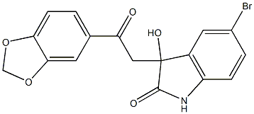 3-[2-(1,3-benzodioxol-5-yl)-2-oxoethyl]-5-bromo-3-hydroxyindolin-2-one 结构式
