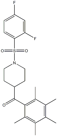 {1-[(2,4-difluorophenyl)sulfonyl]-4-piperidyl}(2,3,4,5,6-pentamethylphenyl)methanone 结构式