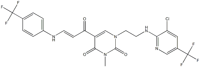 1-(2-{[3-chloro-5-(trifluoromethyl)-2-pyridinyl]amino}ethyl)-3-methyl-5-{3-[4-(trifluoromethyl)anilino]acryloyl}-2,4(1H,3H)-pyrimidinedione 结构式