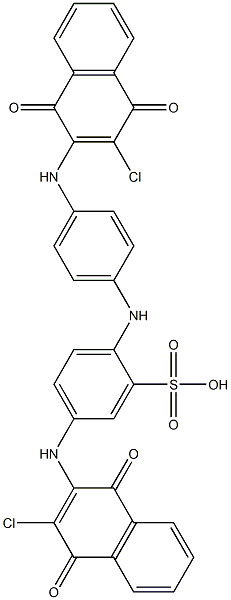 5-[(3-chloro-1,4-dioxo-1,4-dihydronaphthalen-2-yl)amino]-2-{4-[(3-chloro-1, 4-dioxo-1,4-dihydronaphthalen-2-yl)amino]anilino}benzene-1-sulfonic acid 结构式