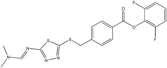 2,6-difluorophenyl 4-{[(5-{[(dimethylamino)methylidene]amino}-1,3,4-thiadiazol-2-yl)thio]methyl}benzoate 结构式