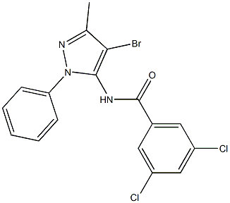 N-(4-bromo-3-methyl-1-phenyl-1H-pyrazol-5-yl)-3,5-dichlorobenzamide 结构式