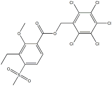 2,3,4,5,6-pentachlorobenzyl 3-ethyl-2-methoxy-4-(methylsulfonyl)benzenecarboxylate 结构式