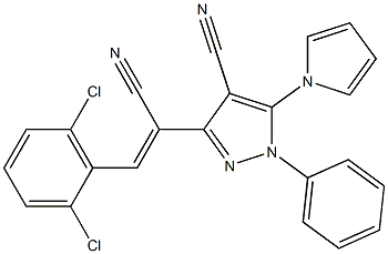 3-[1-cyano-2-(2,6-dichlorophenyl)vinyl]-1-phenyl-5-(1H-pyrrol-1-yl)-1H-pyrazole-4-carbonitrile 结构式