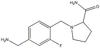 1-{[4-(aminomethyl)-2-fluorophenyl]methyl}pyrrolidine-2-carboxamide 结构式