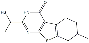 2-(1-mercaptoethyl)-7-methyl-5,6,7,8-tetrahydro[1]benzothieno[2,3-d]pyrimidin-4(3H)-one 结构式
