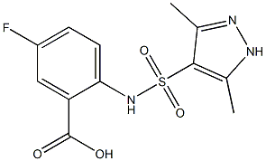 2-[(3,5-dimethyl-1H-pyrazole-4-)sulfonamido]-5-fluorobenzoic acid 结构式